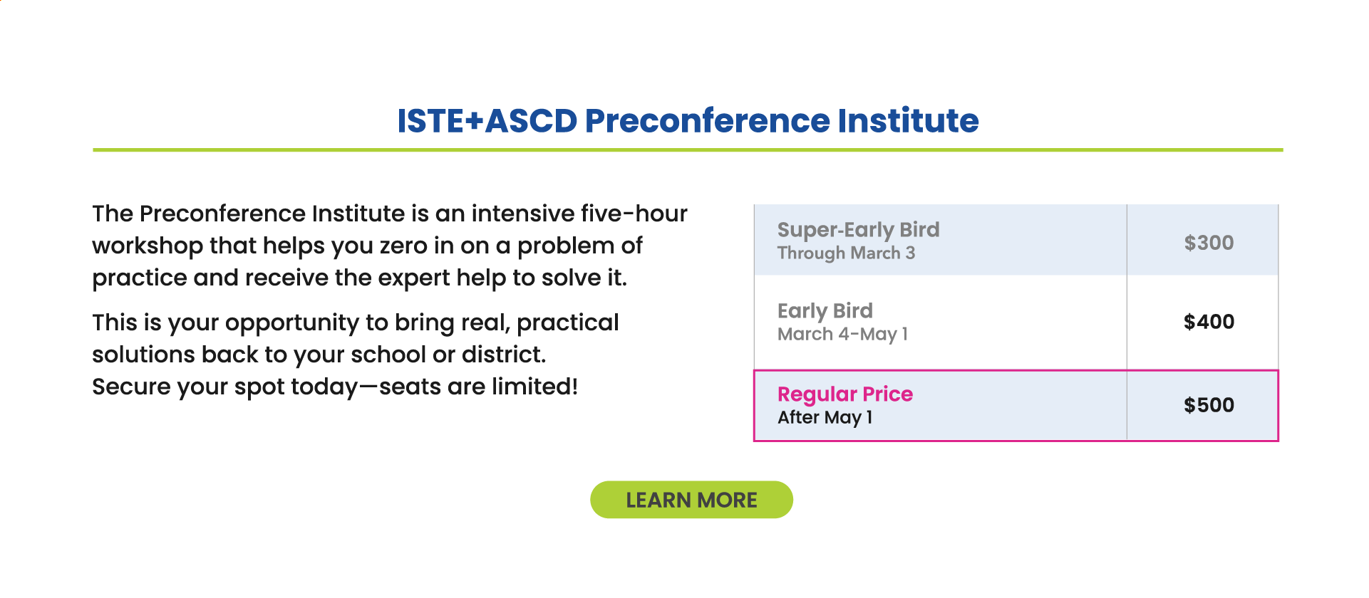 ISTELive 25 Pricing Grid - Preconference Institutues